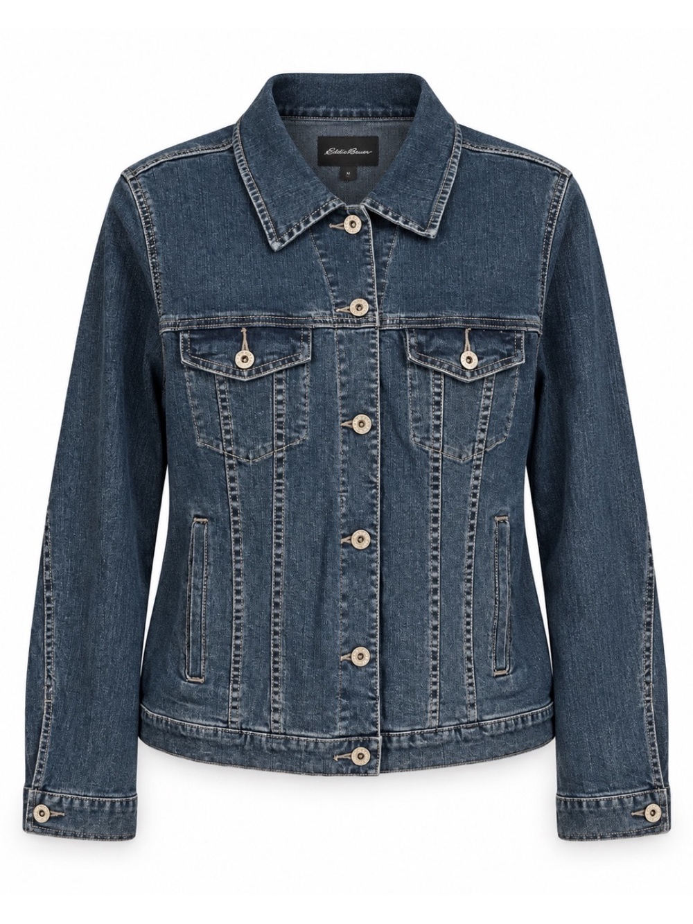 Eddie Bauer Dark Wash Button Front Jean Jacket Womens Size L
